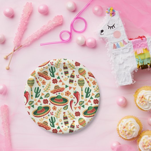 Mexican Cinco De Mayo Pattern  ペーパープレート (パーティー)