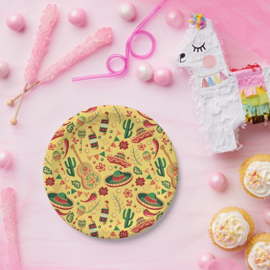 Mexican Cinco De Mayo Pattern  ペーパープレート (パーティー)