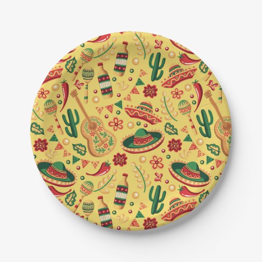 Mexican Cinco De Mayo Pattern  ペーパープレート (正面)