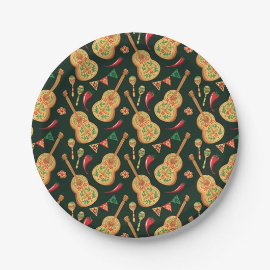 Mexican Cinco De Mayo Pattern ペーパープレート (正面)