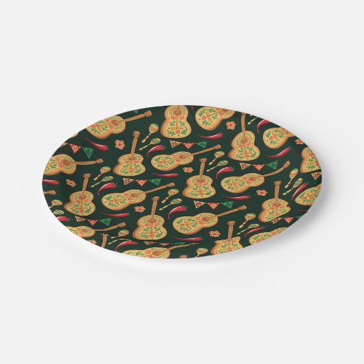 Mexican Cinco De Mayo Pattern  ペーパープレート (アングル)