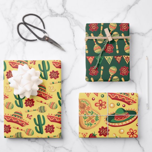 Mexican Cinco De Mayo Pattern  ラッピングペーパーシート (正面)