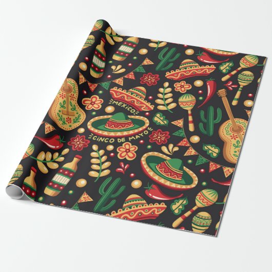 Mexican Cinco De Mayo Pattern  ラッピングペーパー (アンロールド)