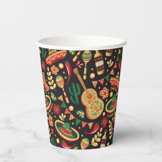 Mexican Cinco De Mayo Pattern  紙コップ (裏面)