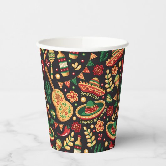 Mexican Cinco De Mayo Pattern  紙コップ (左)