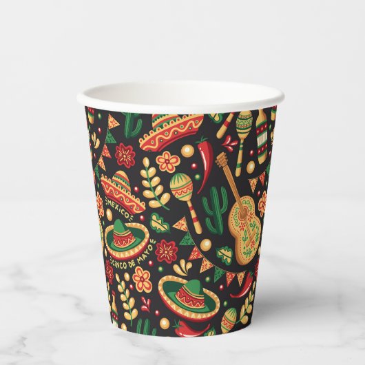 Mexican Cinco De Mayo Pattern  紙コップ (正面)