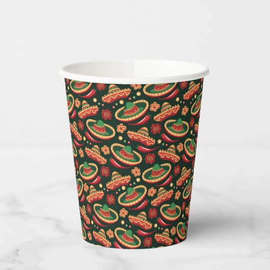 Mexican Cinco De Mayo Pattern  紙コップ (左)