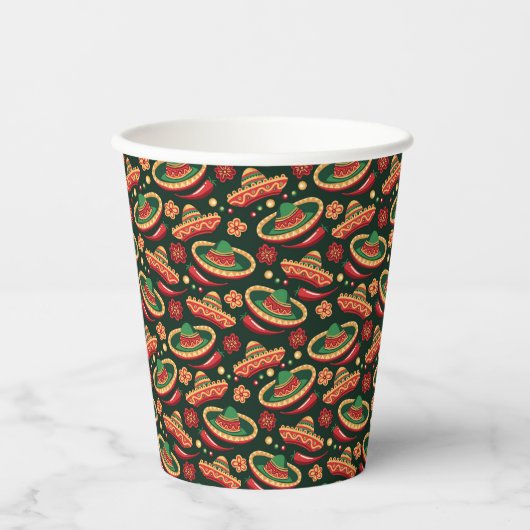 Mexican Cinco De Mayo Pattern  紙コップ (正面)