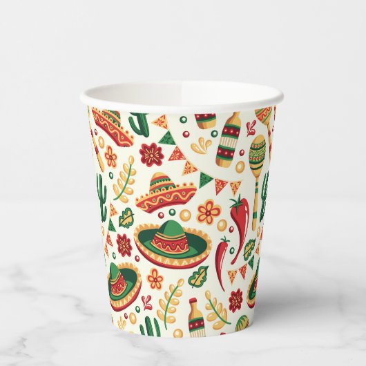 Mexican Cinco De Mayo Pattern  紙コップ (左)