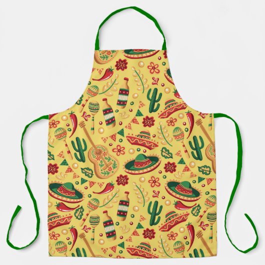 Mexican Cinco De Mayo Pattern  Apron エプロン (正面)