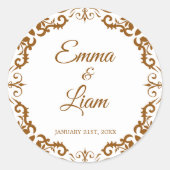 Mexican Clay Wedding Sticker – Papel Picado ラウンドシール (正面)