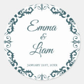 Mexican Clay Wedding Sticker – Papel Picado ラウンドシール (正面)