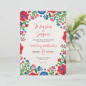 Mexican Colorful Floral Aesthetic Folk Art Wedding 招待状 (スタンド正面)