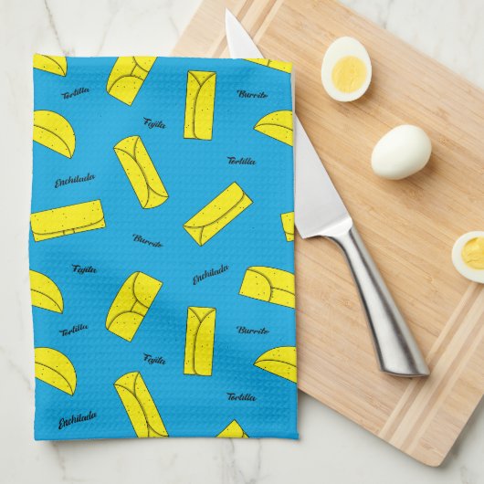 Mexican Cuisine Tortilla Burrito Fajita Enchilada キッチンタオル (四つ折り)