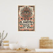 Mexican Culture Poster Stylized Aztec Face - Red ポスター (キッチン)