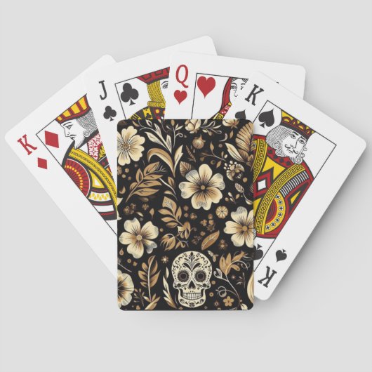 mexican dead and floral black art Poker トランプ (裏面)