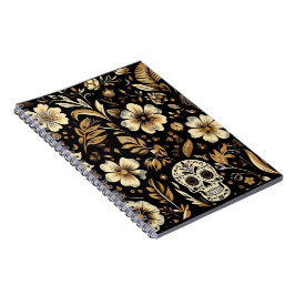 mexican dead and floral black art Poker ノートブック