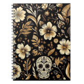 mexican dead and floral black art Poker ノートブック (正面)