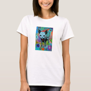 Mexican Dia de los Muertos Chihuahua絵画 Tシャツ