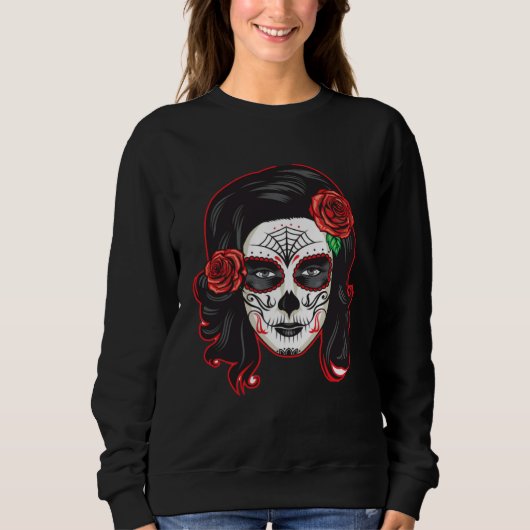 Mexican Dia de lus Muertos Calavera Day of the Dea スウェットシャツ (正面)