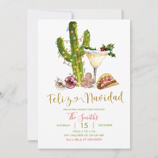 Mexican Feliz Navidad Christmas Party 招待状 (正面)