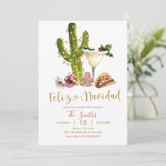 Mexican Feliz Navidad Christmas Party 招待状 (スタンド正面)