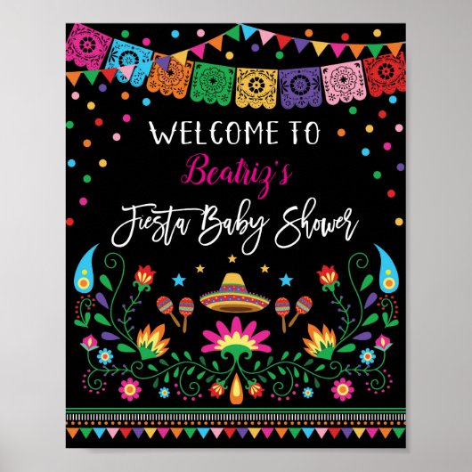 Mexican Fiesta Baby Shower Welcome Poster Decor ポスター (正面)