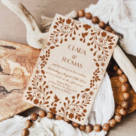 Mexican Fiesta Beige Terracotta Wedding Invitation 招待状