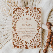 Mexican Fiesta Beige Terracotta Wedding Invitation 招待状