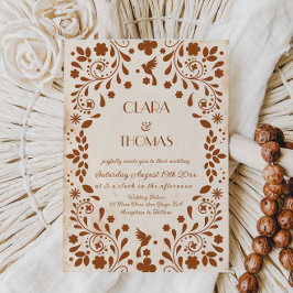 Mexican Fiesta Beige Terracotta Wedding Invitation 招待状