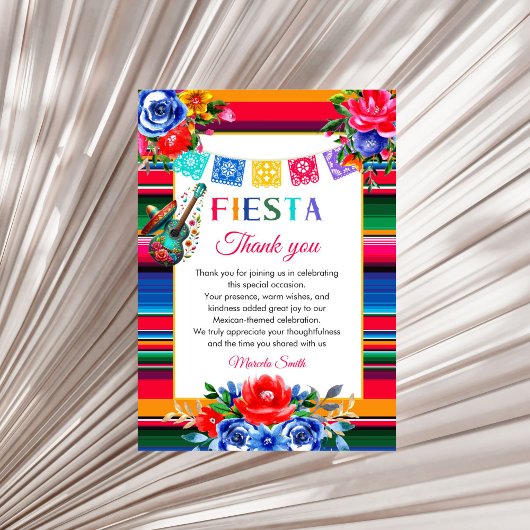 Mexican Fiesta Birthday Flat Thank You Card サンキューカード