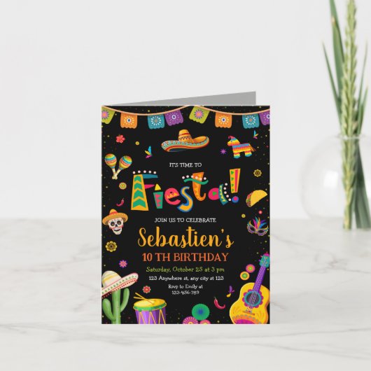Mexican Fiesta Birthday Party, Cinco De Mayo party 招待状 (正面)