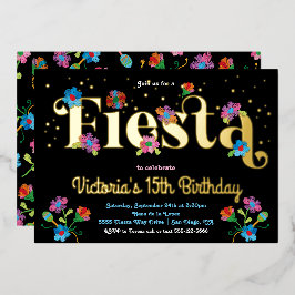 Mexican Fiesta Birthday Party with embroidery 箔招待状