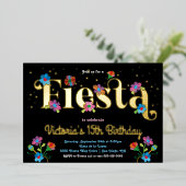 Mexican Fiesta Birthday Party with embroidery 箔招待状 (立ち正面)