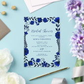 Mexican Fiesta Blue Talavera Bridal Shower アクリル招待状 (インサイチュ (ウェディング))