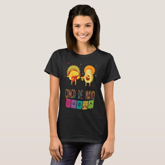 Mexican Fiesta Cinco De Mayo Tacos And Avocado Mex Tシャツ (正面フル)