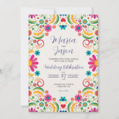 Mexican Fiesta Colorful Floral Botanical Wedding 招待状 (正面)