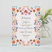 Mexican Fiesta Floral Aesthetic Elegant Wedding 招待状 (スタンド正面)