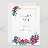 Mexican Fiesta Floral Wedding Thank You サンキューカード (正面)
