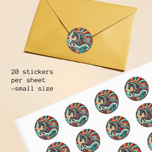 Mexican fiesta horse ラウンドシール