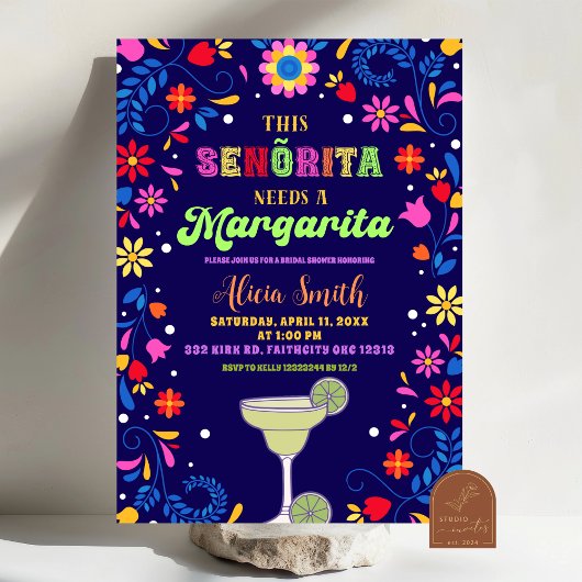 Mexican Fiesta Margaritas Bridal Shower Invitation 招待状