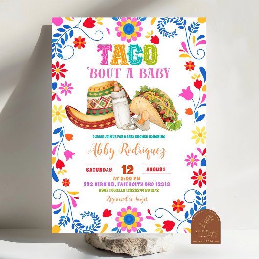 Mexican Fiesta Taco bout a baby baby shower 招待状