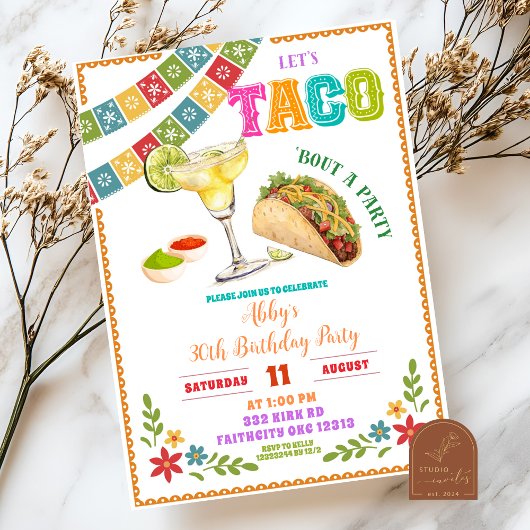 Mexican Fiesta Taco bout a party birthday 招待状