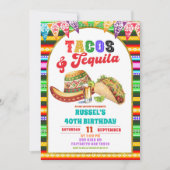 Mexican Fiesta Tacos and Tequila Birthday 招待状 (正面)