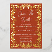 Mexican Fiesta Talavera Photo Save The Date Card 箔シーズンカード (正面)