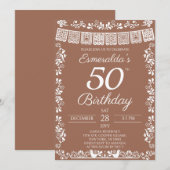 Mexican Fiesta Terracotta 50th Birthday 招待状 (正面/裏面)