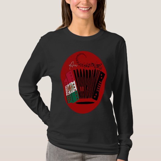 Mexican Flag Air Accordion Mexico Fiesta Womens Bo Tシャツ (正面)