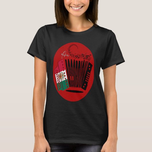 Mexican Flag Air Accordion Mexico Fiesta Womens Bo Tシャツ (正面)