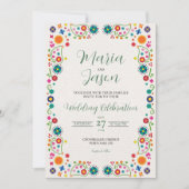 Mexican Floral Aesthetic Folk Art Colorful Wedding 招待状 (正面)