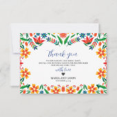 Mexican Floral Colorful Botanical Flowers Wedding サンキューカード (正面)